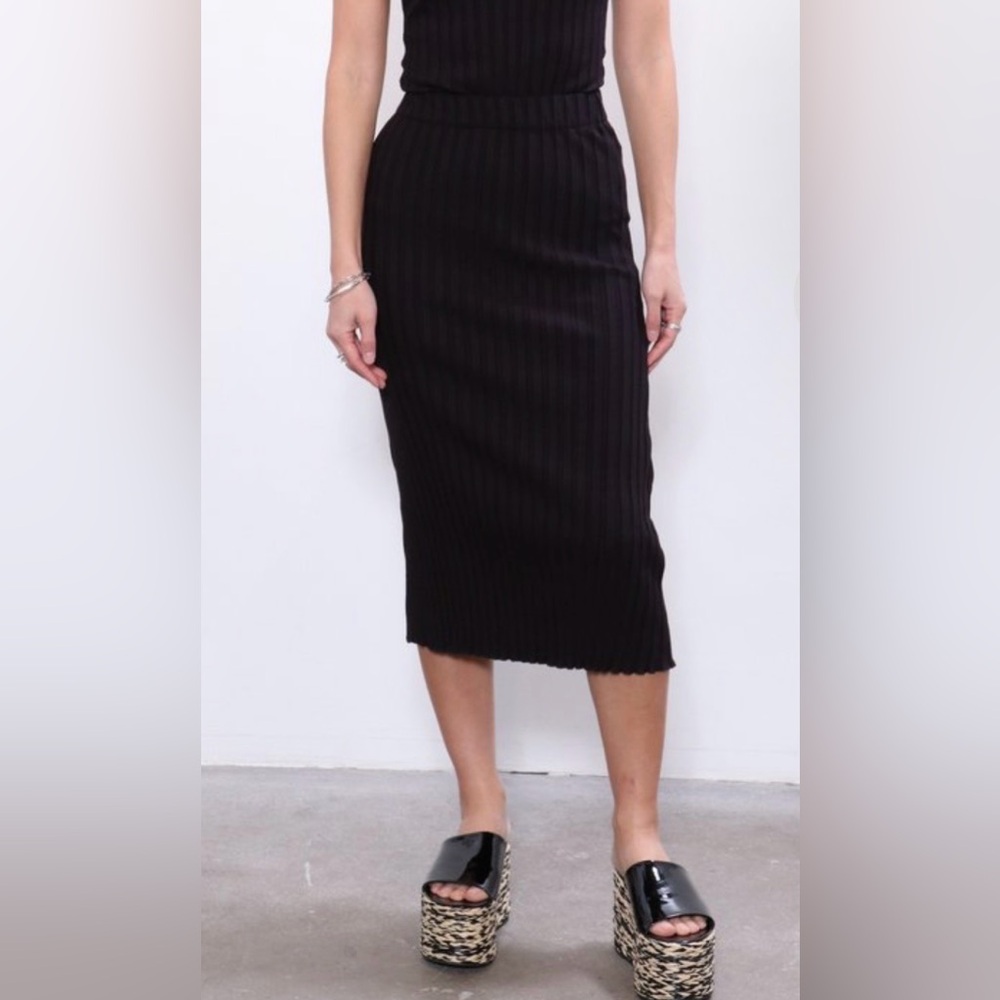 Simon Miller‎ Rib Mayer Black Skirt Midi Woman Size Small High Waisted Quiet Lux